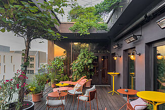 REGUPOL sound and drain impact sound insulation was installed on the roof terrace of the Lindley Hotel in Frankfurt.