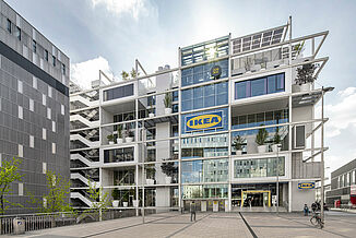 Exterior view of Ikea Westbahnhof in Vienna.