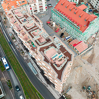 Aerial view of the kupa neighbourhood in Munich