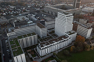 Aerial view of the Seetor City Campus neighbourhood in Nuremberg.