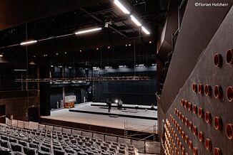 Interior view of the theatre hall of the Volkstheater Munich.