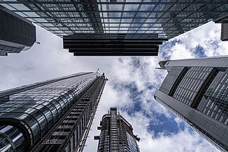 The high-rise towers of The Four in Frankfurt.