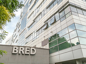 Exterior facade of the BRED Bank in Paris.