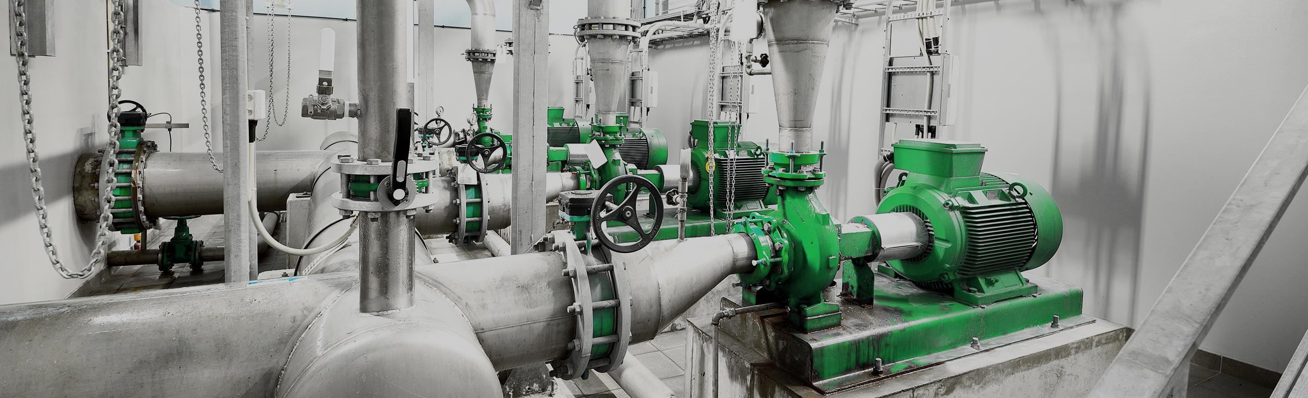 Building services systems in mechaanical rooms.