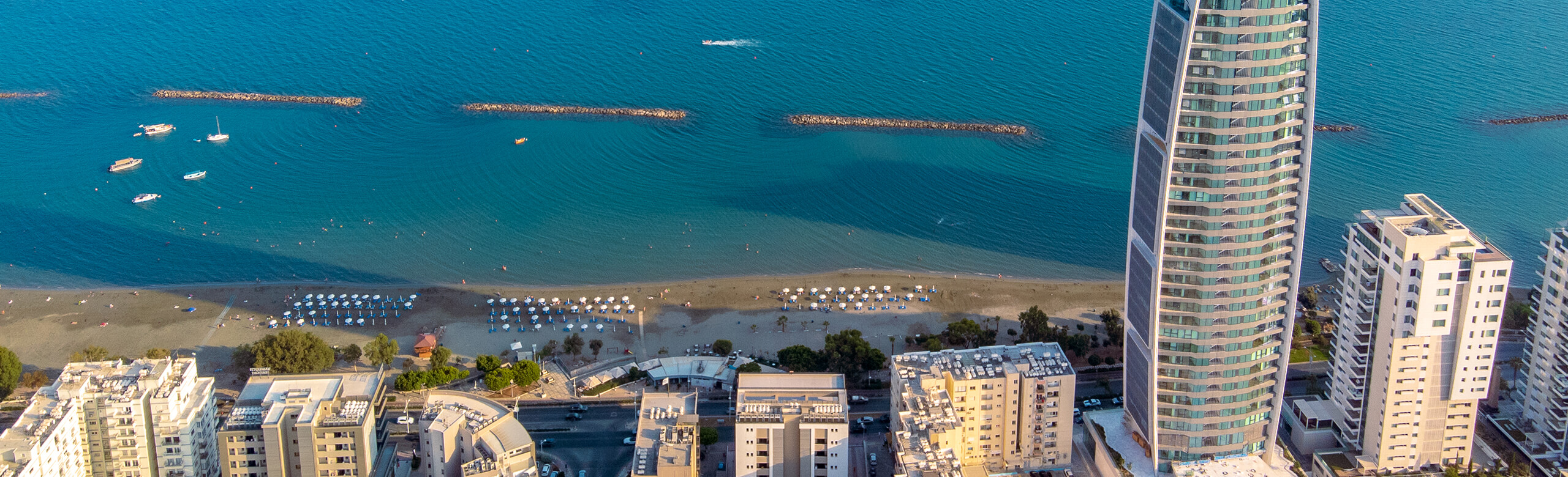 Luxurious residential tower directly on the beach in Limassol.