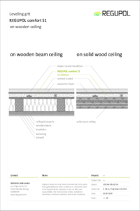 REGUPOL comfort S1 under cement screed on wood frame ceiling