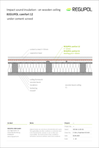 REGUPOL comfort 12 and REGUPOL comfort S1 under cement screed on wood frame