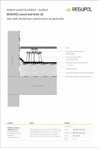 REGUPOL sound and drain 22 under pedestals and ceramic tiles on aluminium joists