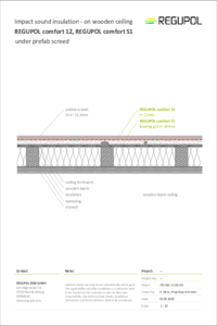 REGUPOL comfort 12 and REGUPOL comfort S1 under OSB sheeting on wood frame ceiling
