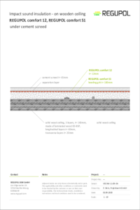 REGUPOL comfort 12 and REGUPOL comfort S1 under cement screed on CLT ceiling
